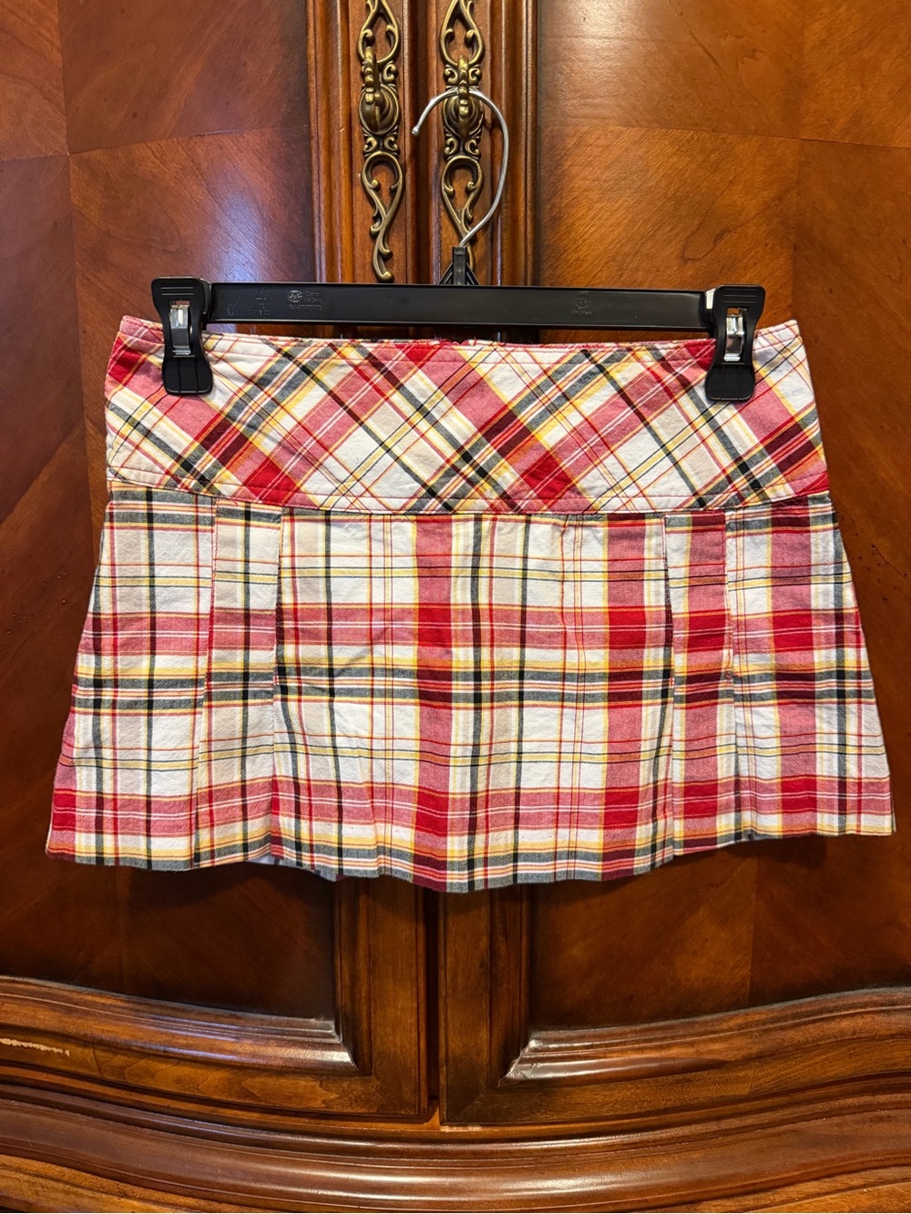 Y2K Vintage Red, Plaid Pleated A-Line Mini Skort size 1 small